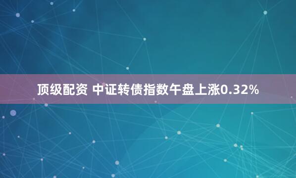顶级配资 中证转债指数午盘上涨0.32%